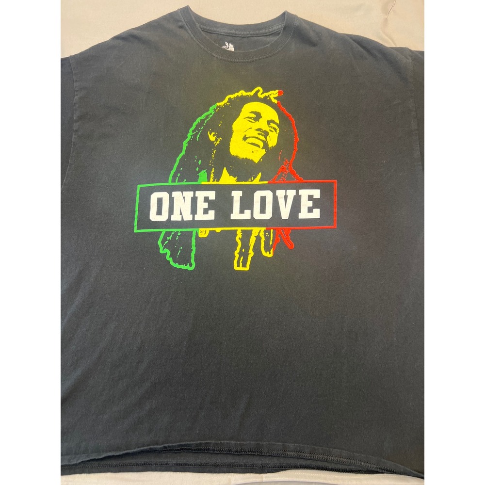 Zion Rootswear Bob Marley One Love Graphic T-Shirt Black Mens 2XL Rasta Music
